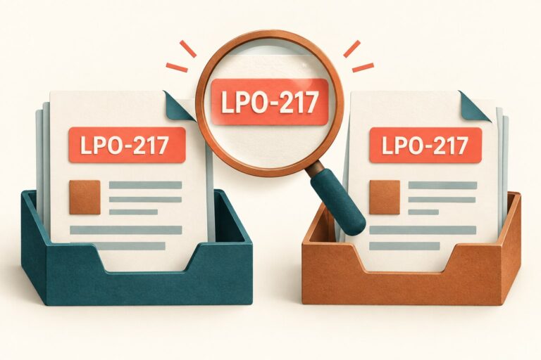 Illustration of matching LPO references on two purchase order records