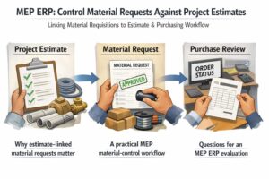 Visual explanation of MEP ERP: Control Material Requests Against Project Estimates