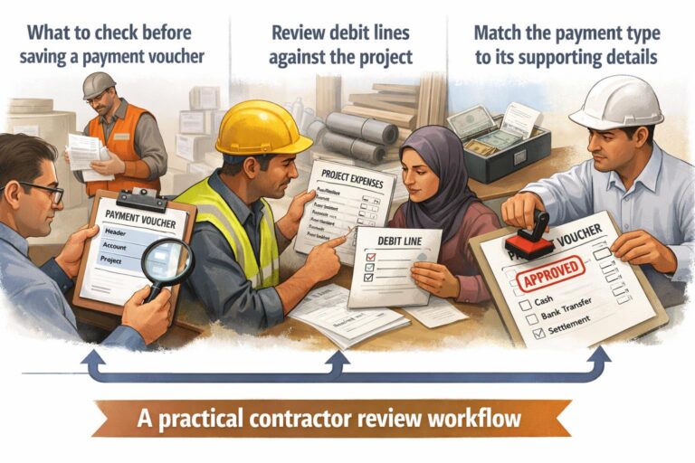 Visual explanation of Payment Voucher Checks for UAE Contractors